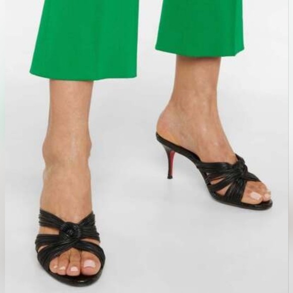 Christian Louboutin Black Knotted Slide Heels Size 9 | Classic Paris Designer - Picture 6 of 6